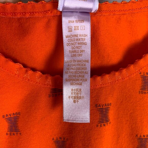 Savage X Fenty Orange Cropped Logo Tee Women’s Large Streetwear Festival Top - Picture 4 of 9